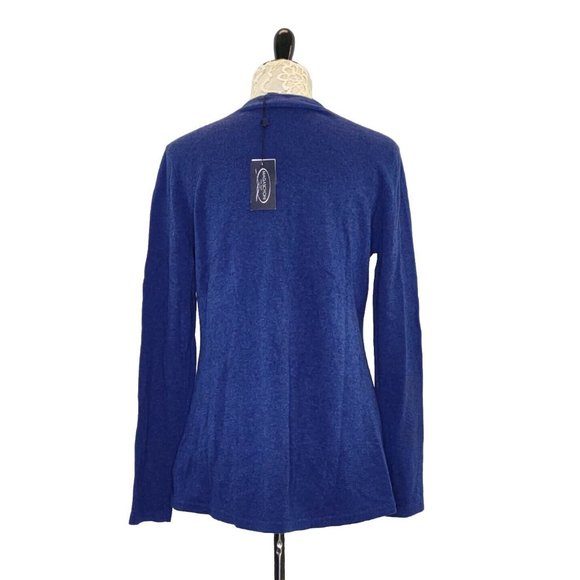 Magaschoni Cashmere Ruffled Blue Cardigan Sweater - Picture 3 of 16